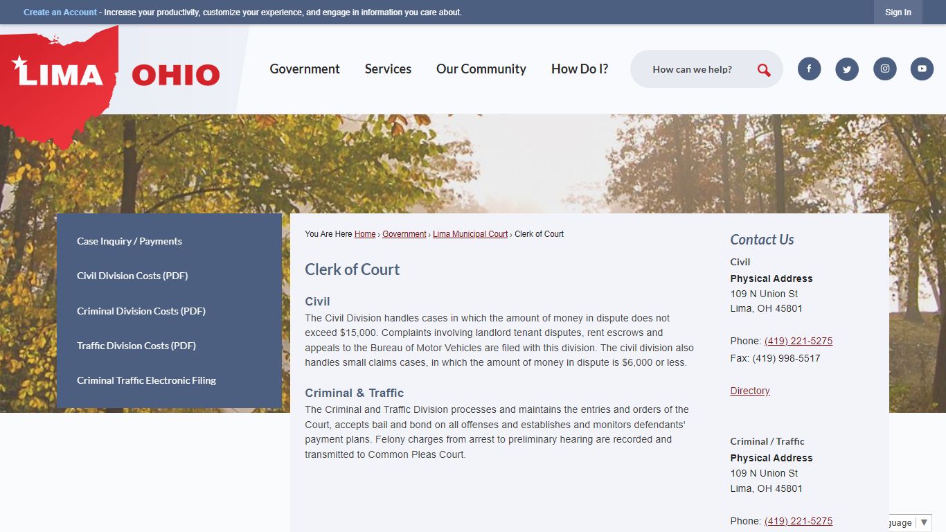 Clerk of Court | Lima, OH - Official Website